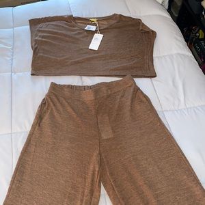 Two piece wide leg set.